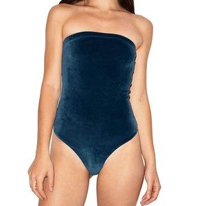 American Apparel Stretch Velour Strapless Bodysuit